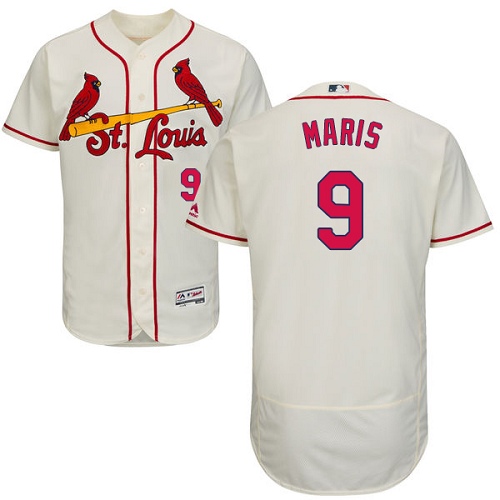 Cardinals #9 Roger Maris Cream Flexbase Authentic Collection Stitched MLB Jersey - Click Image to Close